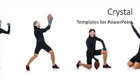  Presentation with american football - Slide deck having man playing american football isolated background and a white colored foreground