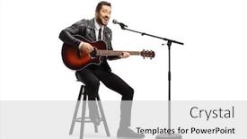  Presentation with acoustic - Colorful presentation design enhanced with man-playing-an-acoustic-guitar backdrop and a light gray colored foreground