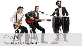  Presentation with acoustic - Colorful presentation enhanced with man-playing-an-acoustic-guitar backdrop and a light gray colored foreground