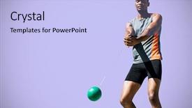  Presentation with sporty - Presentation with man playing at hammer throw background and a light blue colored foreground