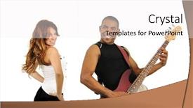  Presentation with bass guitar - PPT theme featuring man playing bass guitar background and a white colored foreground