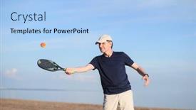  Presentation with sand dunes - PPT theme having man-playing-beach-tennis background and a light blue colored foreground