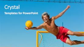  Presentation with beach volleyball - PPT theme with man playing beach volleyball diving background and a teal colored foreground