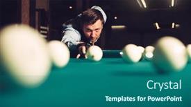  Presentation with billiard - Presentation featuring man playing billiard background and a ocean colored foreground