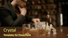  Presentation with whisky - Presentation with man-playing-chess-at-table background and a tawny brown colored foreground