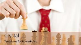  Presentation with chess - Audience pleasing theme consisting of man playing chess backdrop and a coral colored foreground