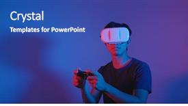  Presentation with game - PPT theme enhanced with man playing game with vr background and a ocean colored foreground