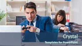  Presentation with family playing board game - Colorful slide set enhanced with man playing games in office backdrop and a  colored foreground