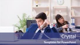  Presentation with office - PPT layouts featuring man playing games in office background and a  colored foreground