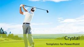  Presentation with golf - Slides consisting of man playing golf on beautiful background and a yellow colored foreground