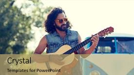  Presentation with youth - Slides with man playing guitar and sing background and a coral colored foreground