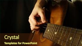  Presentation with man in suit guitar - Colorful PPT theme enhanced with man playing guitar at black backdrop and a tawny brown colored foreground