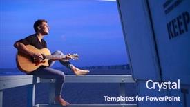 Presentation with dusk - Slide deck having man playing guitar at dusk background and a ocean colored foreground
