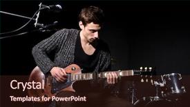  Presentation with concert - Colorful PPT layouts enhanced with man playing guitar during concert backdrop and a wine colored foreground