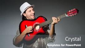  Presentation with concert - PPT theme featuring man playing guitar during concert background and a gray colored foreground