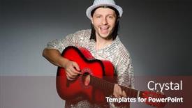  Presentation with concert - Amazing presentation theme having man playing guitar during concert backdrop and a tawny brown colored foreground