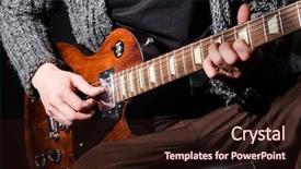  Presentation with guitar - Amazing PPT theme having man playing guitar in dark backdrop and a wine colored foreground