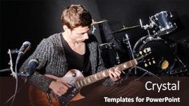  Presentation with guitar - Beautiful slide deck featuring man-playing-guitar-in-dark and a  colored foreground