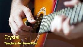  Presentation with classical guitar - PPT layouts with man playing guitar background and a tawny brown colored foreground