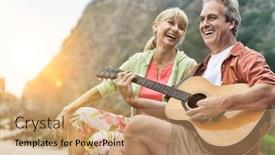  Presentation with flare - Slide set having man-playing-guitar background and a coral colored foreground