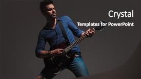  Presentation with electric guitar - Theme featuring young man playing his electric background and a dark gray colored foreground