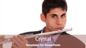  Presentation with flute - Cool new presentation theme with man playing his flute backdrop and a coral colored foreground