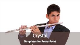  Presentation with flute - Audience pleasing PPT theme consisting of man playing his flute backdrop and a tawny brown colored foreground