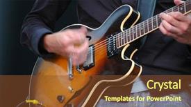  Presentation with bass guitar - Presentation theme featuring man playing his guitar note background and a tawny brown colored foreground