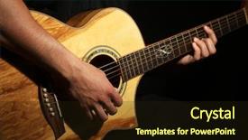  Presentation with acoustic - Beautiful PPT theme featuring man playing on acoustic guitar backdrop and a wine colored foreground