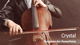  Presentation with arabic music arab man playing - Slides having man playing on cello background and a tawny brown colored foreground