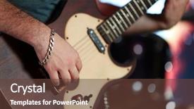  Presentation with electric guitar - Presentation featuring man playing on electric guitar background and a tawny brown colored foreground