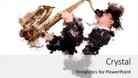  Presentation with arabic music arab man playing - Presentation enhanced with man playing on saxophone isolated background and a white colored foreground