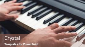  Presentation with piano - Amazing PPT layouts having man playing piano close up backdrop and a coral colored foreground