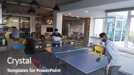  Presentation with sports table tennis two ping - Audience pleasing theme consisting of man playing ping pong tennis backdrop and a ocean colored foreground