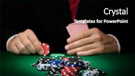  Presentation with poker chips - Audience pleasing PPT theme consisting of man playing poker backdrop and a black colored foreground