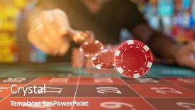  Presentation with roulette - Presentation theme with man-playing-roulette background and a coral colored foreground