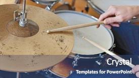  Presentation with drum - PPT theme with man playing the drum background and a ocean colored foreground