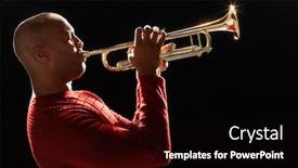  Presentation with trumpet - Beautiful slide set featuring man-playing-trumpet-close-up backdrop and a black colored foreground