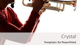  Presentation with trumpet - Presentation having man-playing-trumpet-in-studio background and a white colored foreground
