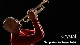  Presentation with trumpet - Amazing presentation design having man-playing-trumpet-side-view backdrop and a black colored foreground
