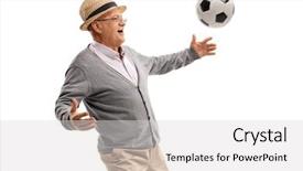  Presentation with football - Presentation theme featuring man playing with a football background and a light gray colored foreground