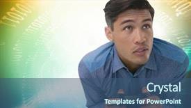  Presentation with controller - Presentation consisting of man playing with computer background and a ocean colored foreground