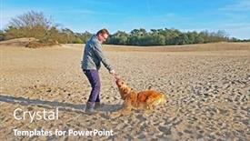  Presentation with nature - Slides with man-playing-with-his-dog background and a coral colored foreground