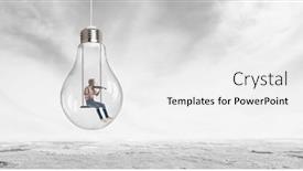  Presentation with light bulb - Presentation consisting of man-plays-on-violin-sitting background and a white colored foreground