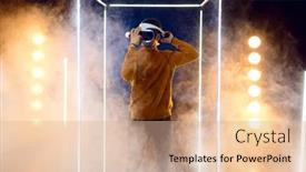  Presentation with virtual reality - Slides enhanced with man-plays-the-game-using background and a lemonade colored foreground