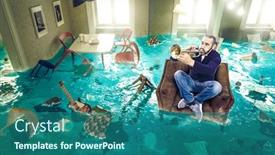  Presentation with trumpet - Amazing PPT layouts having man-plays-the-trumpet backdrop and a ocean colored foreground