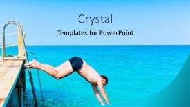  Presentation with water - PPT theme consisting of man-plummets-into-water background and a light blue colored foreground