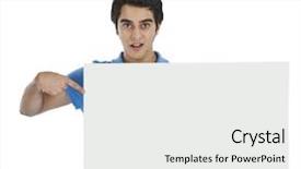  Presentation with whiteboard - Colorful slide set enhanced with man pointing at a whiteboard backdrop and a white colored foreground