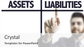  Presentation with assets - Audience pleasing PPT layouts consisting of man pointing the text asset backdrop and a white colored foreground
