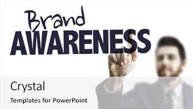  Presentation with brand loyalty - Presentation theme having man pointing the text brand background and a white colored foreground